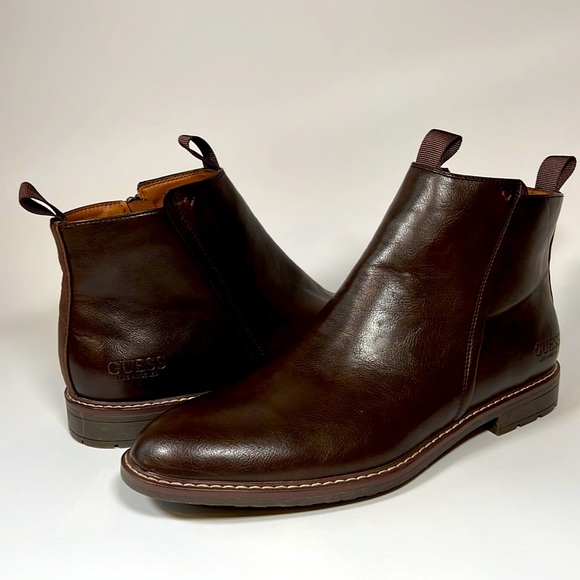 Guess Los Angeles Brown Zip Chelsea Ankle Boots Mens or 12 NEW